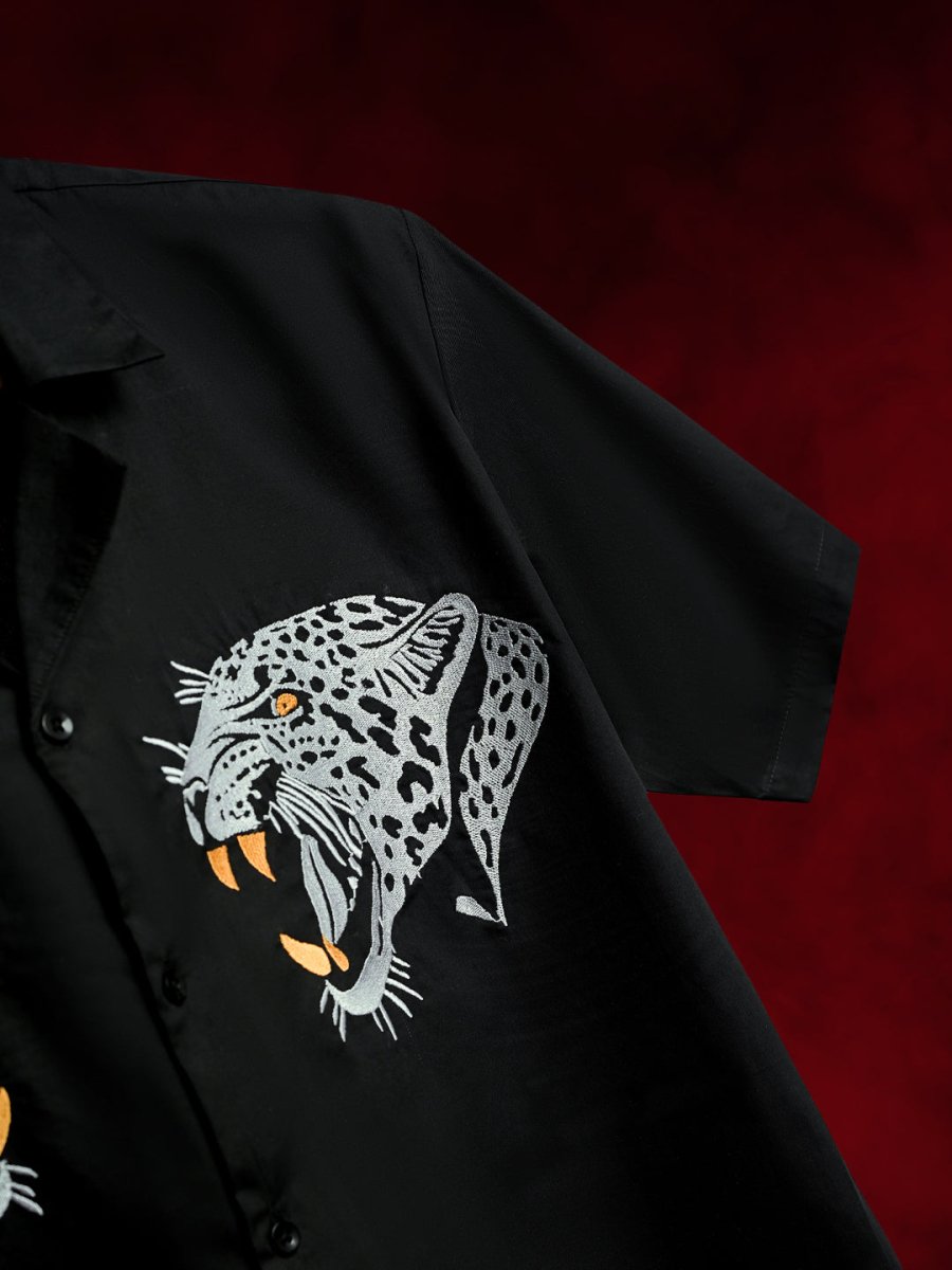 Twin Leopard Embroidered - Men Shirt | Mydesignation