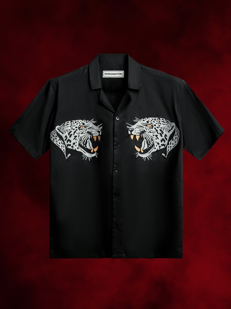 Twin Leopard Embroidered - Men Shirt | Mydesignation