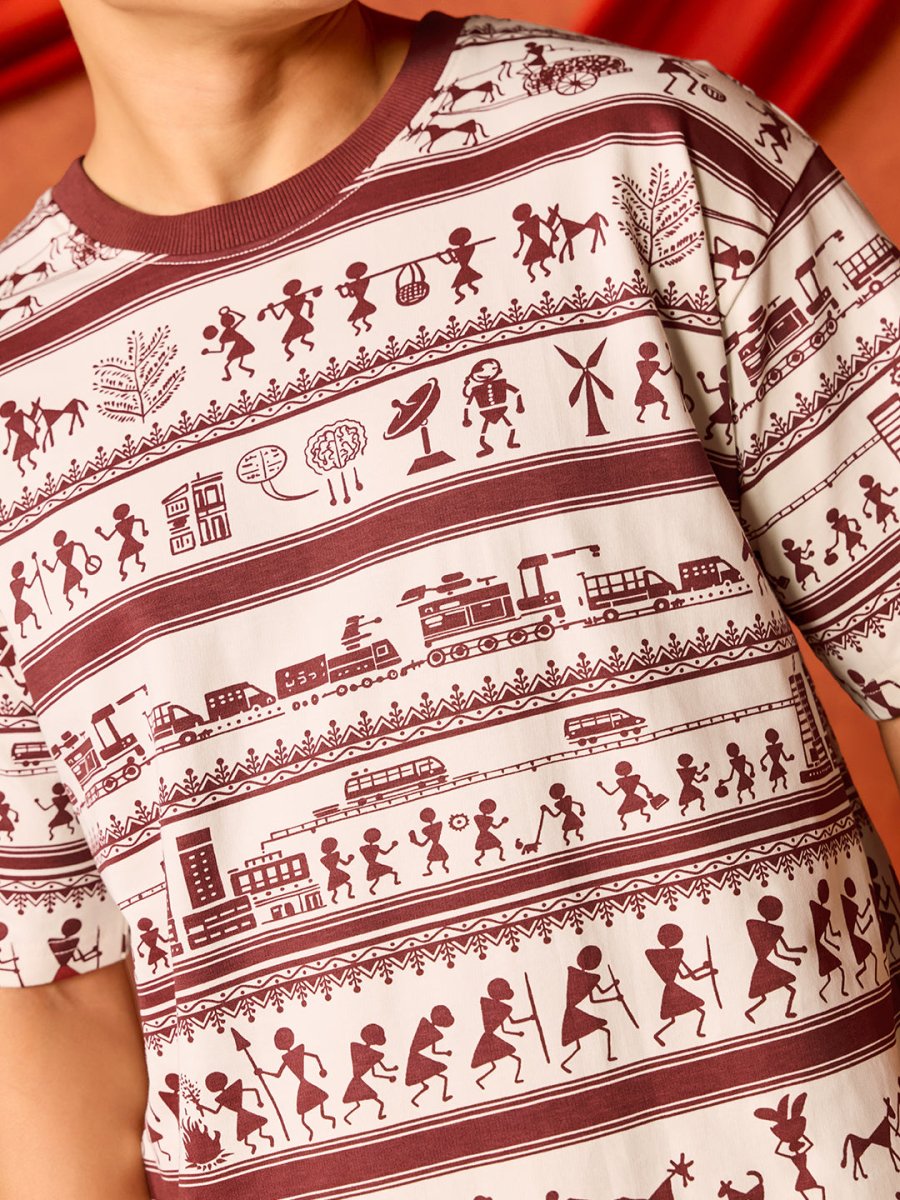 Warli - Oversized T-shirt | Mydesignation