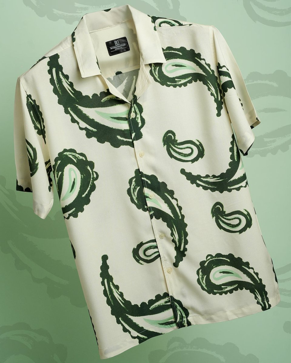 White Paisley - Men Shirt | Mydesignation