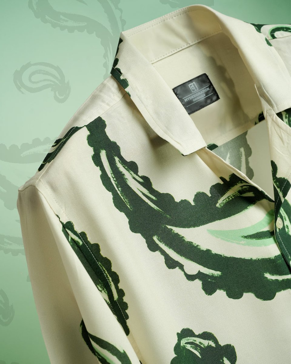 White Paisley - Men Shirt | Mydesignation
