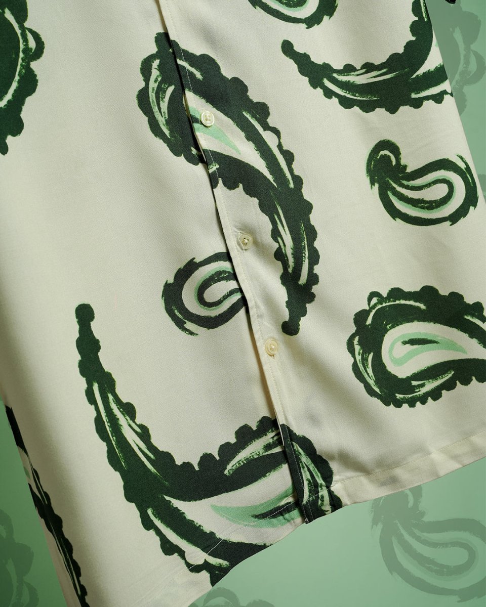White Paisley - Men Shirt | Mydesignation