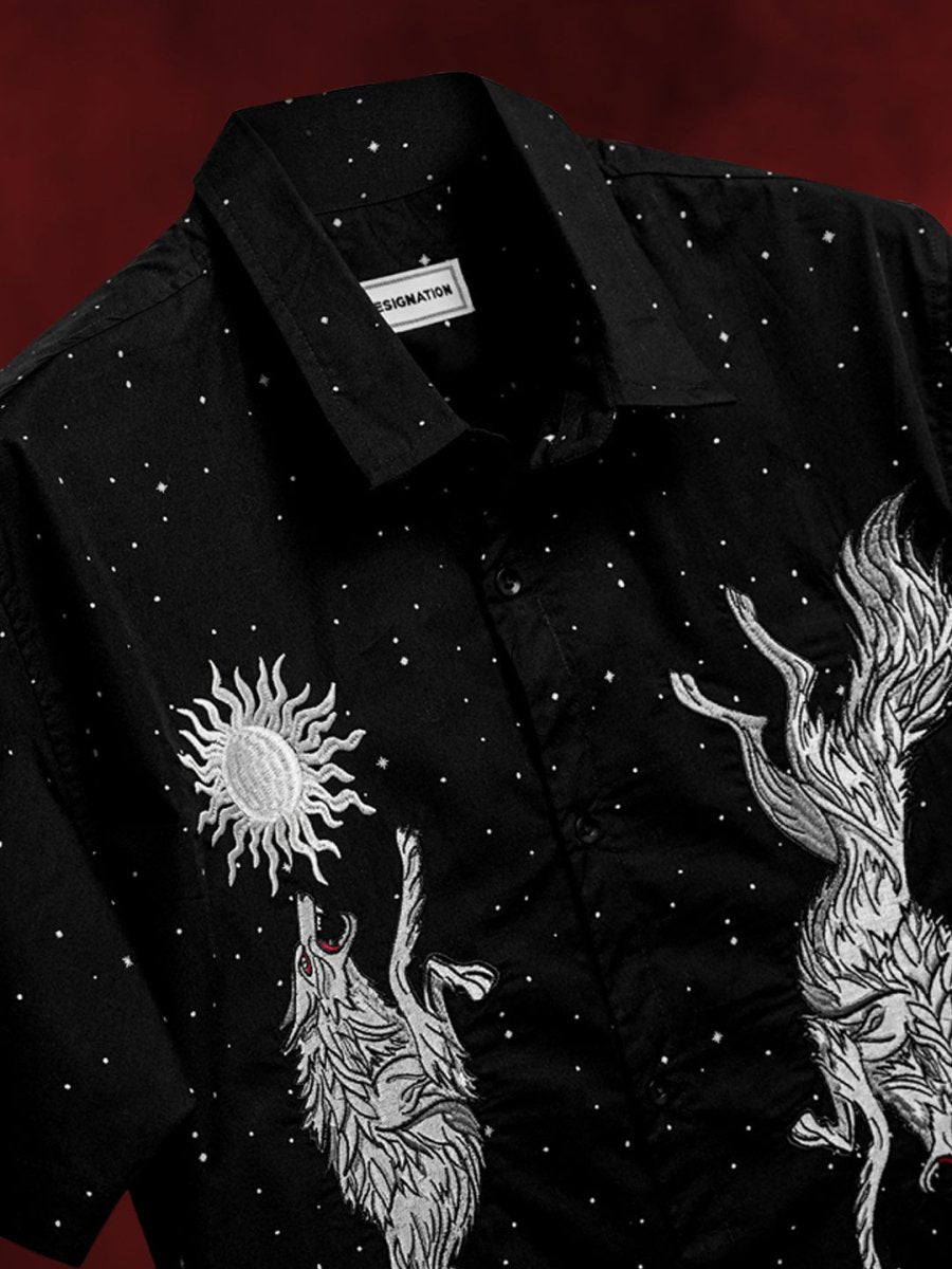 Wolf Embroidered - Men Shirt | Mydesignation