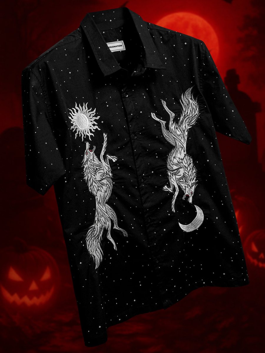 Wolf Embroidered - Men Shirt | Mydesignation