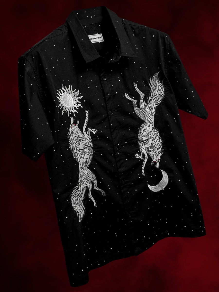 Wolf Embroidered - Men Shirt | Mydesignation