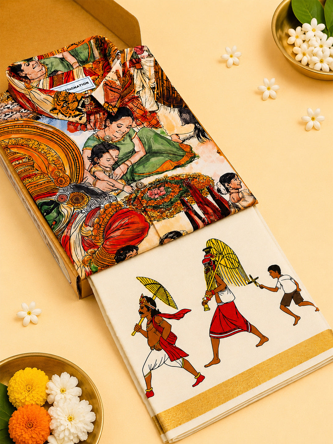 Onam Cultural Shirt and Mundu Box Combo