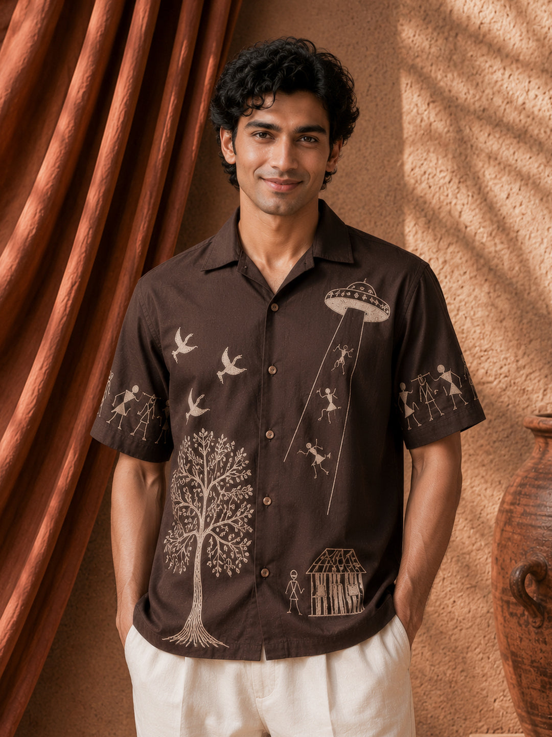 Cosmic Visitors Warli Embroidered