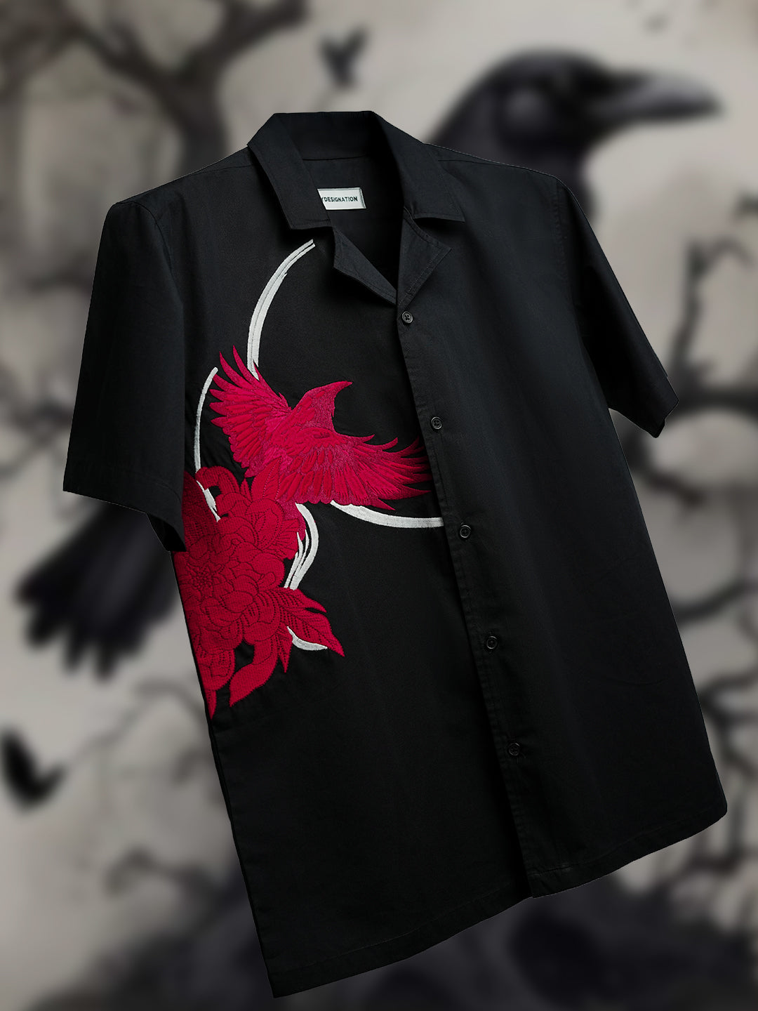 Raven Embroidered | Relaxed Fit | Luxe Cotton Shirt