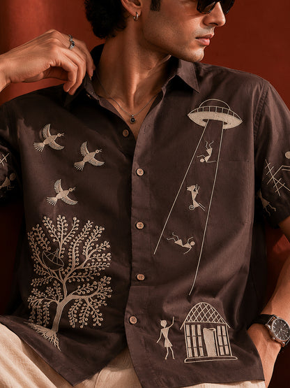 Cosmic Visitors Warli Embroidered