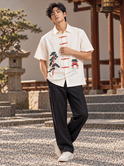 Shrine Landscape Embroidered