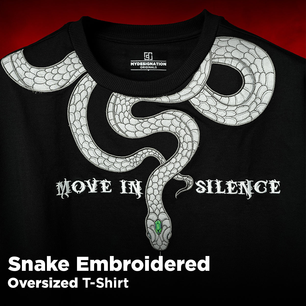 Snake Embroidered Oversized Tshirt | Premium Cotton