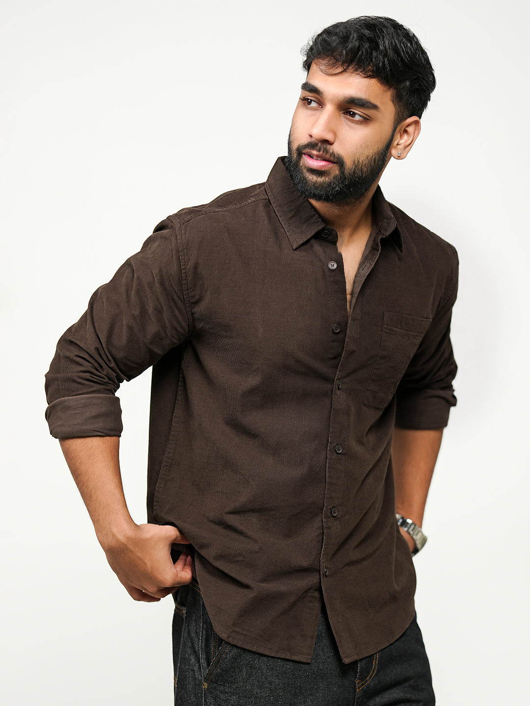 Corduroy Shirt: Brown