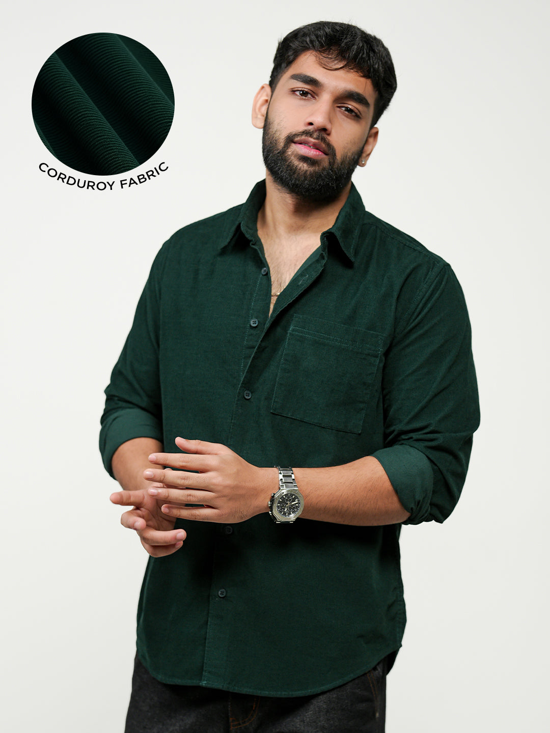Corduroy Shirt: Evergreen