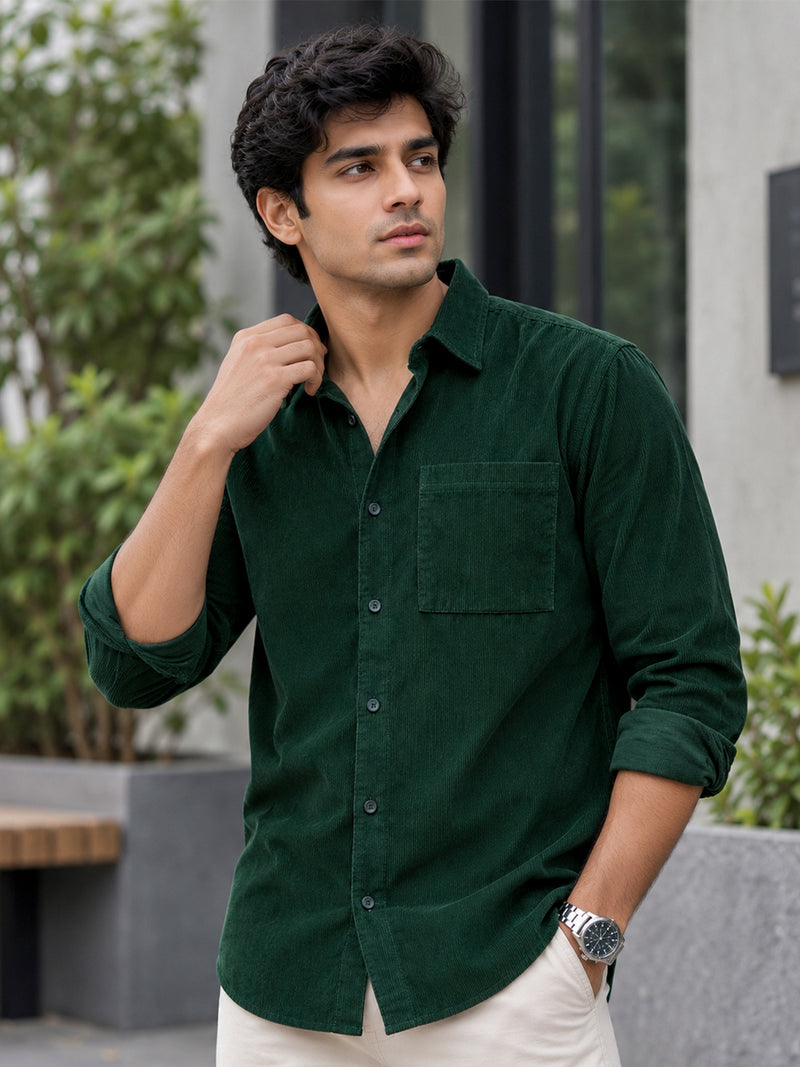 Corduroy Shirt: Evergreen