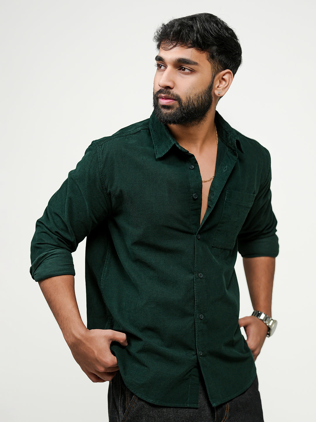 Corduroy Shirt: Evergreen