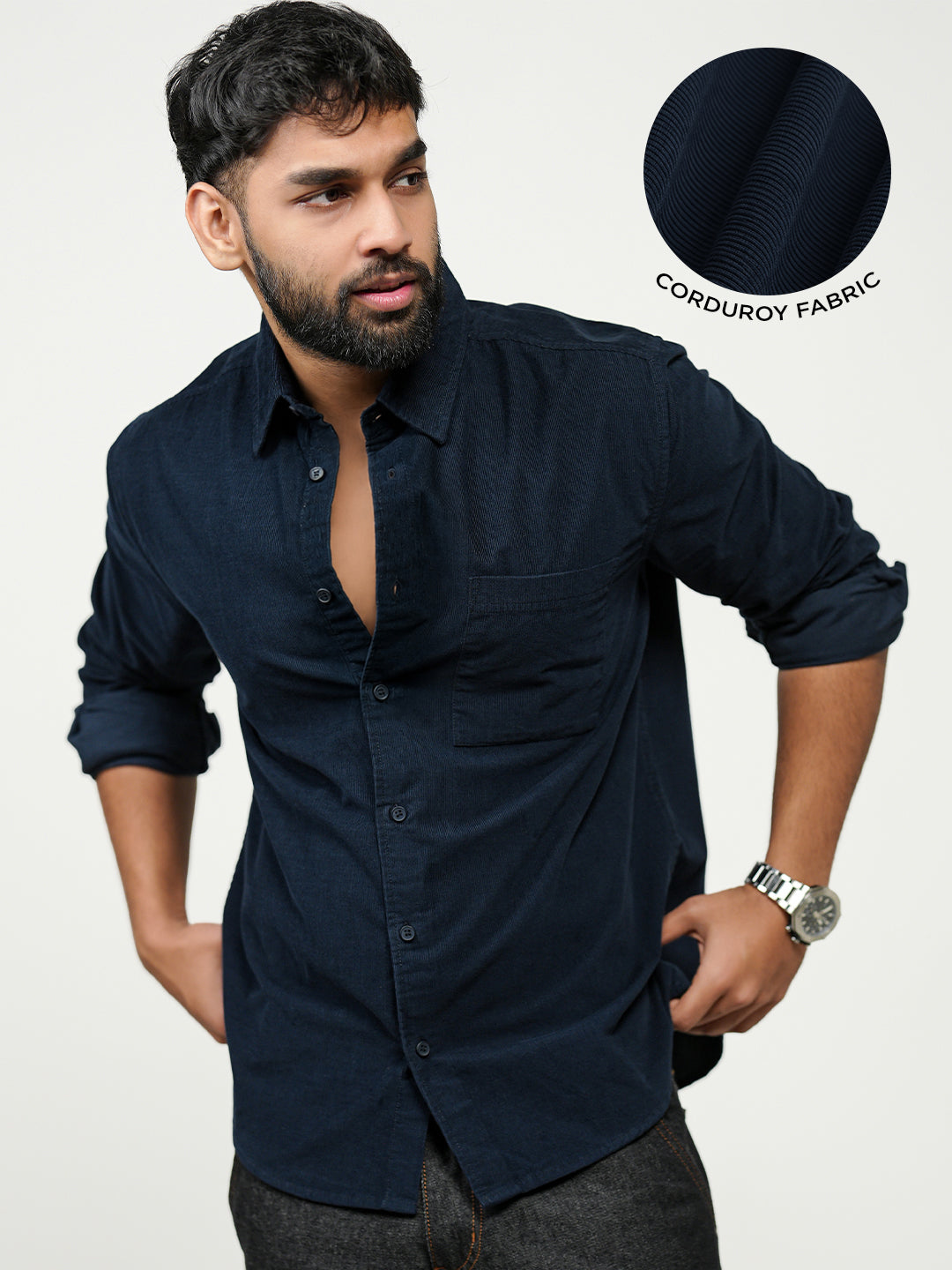 Corduroy Shirt: Navy