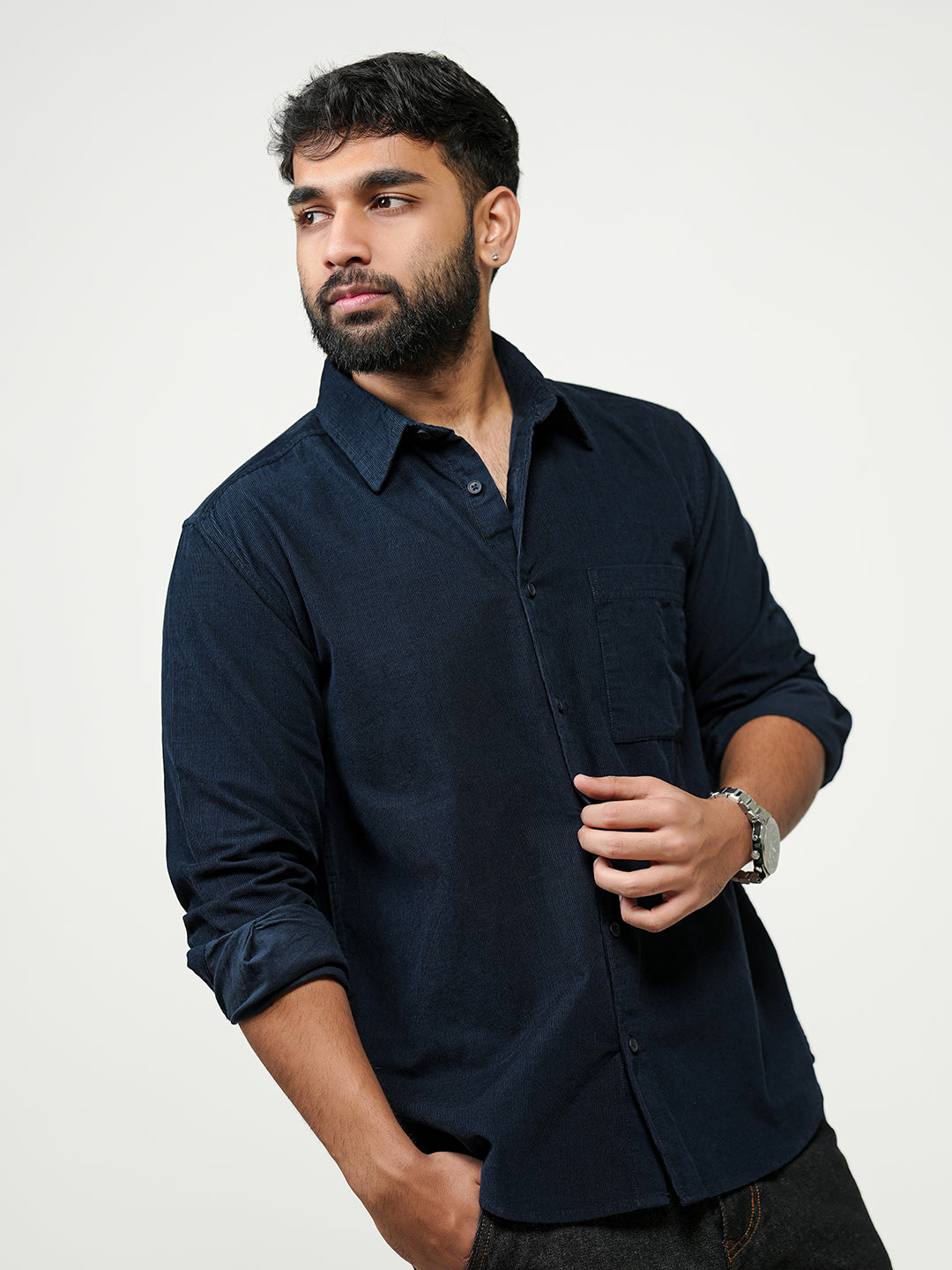 Corduroy Shirt: Navy