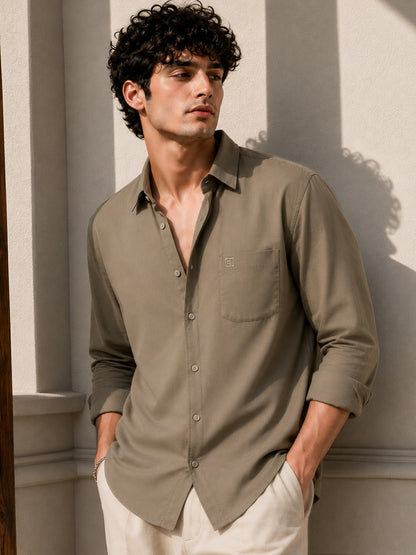 Dark Beige Bamboo Full Sleeve Shirt