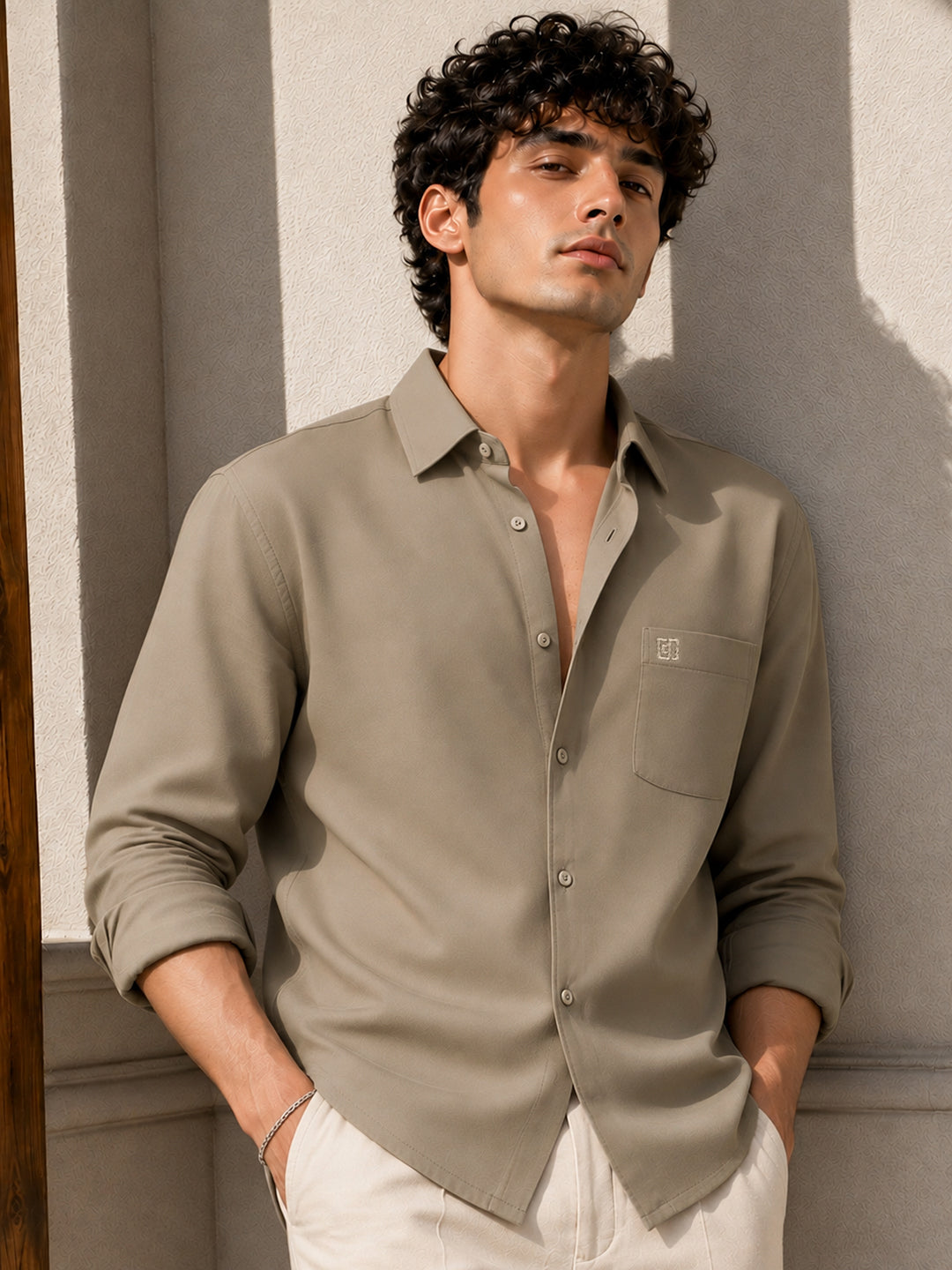 Dark Beige Bamboo Full Sleeve Shirt