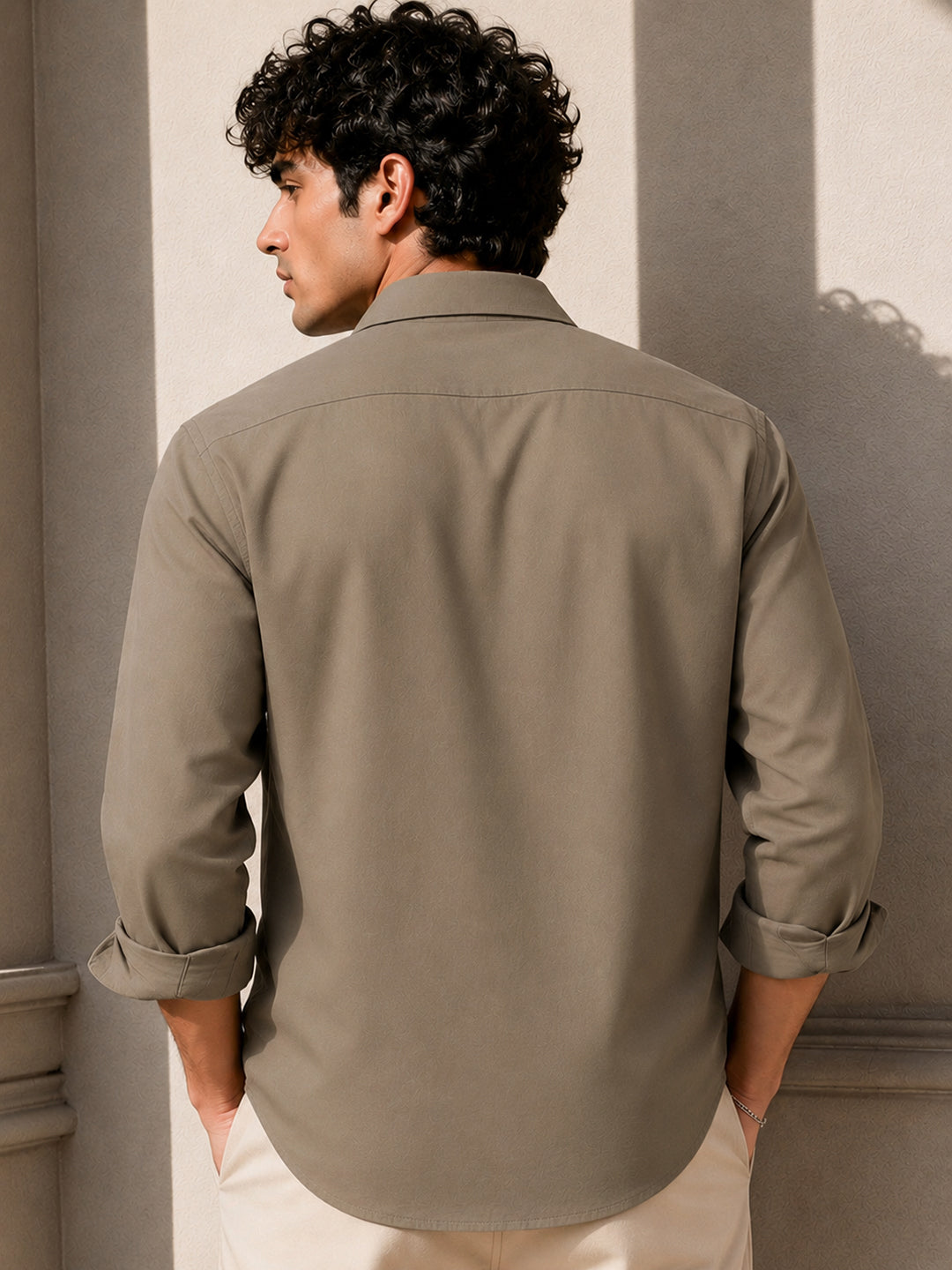 Dark Beige Bamboo Full Sleeve Shirt