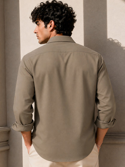 Dark Beige Bamboo Full Sleeve Shirt