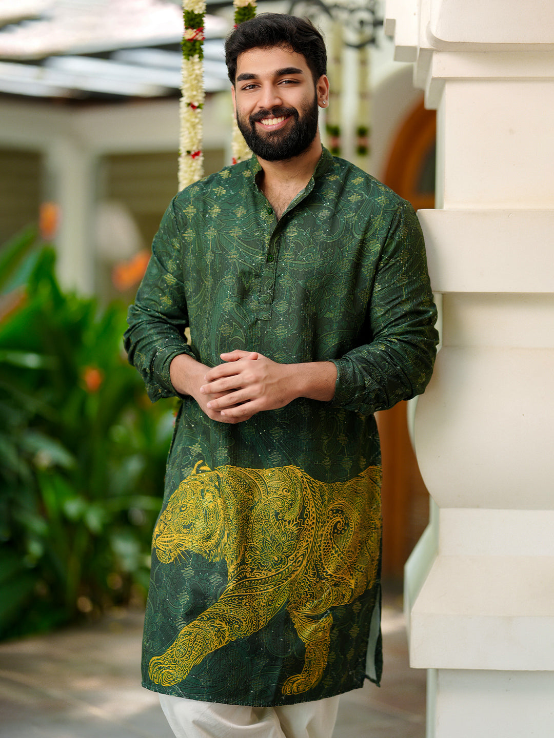 Emerald Paisley Tiger Kurta
