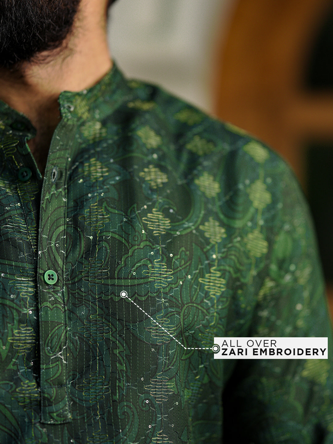 Emerald Paisley Tiger Kurta
