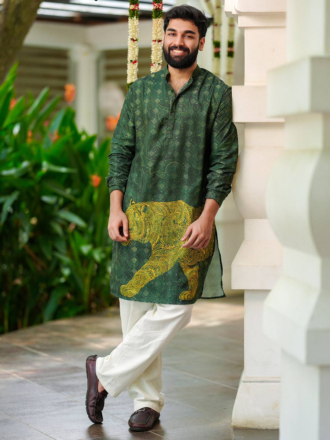 Emerald Paisley Tiger Kurta