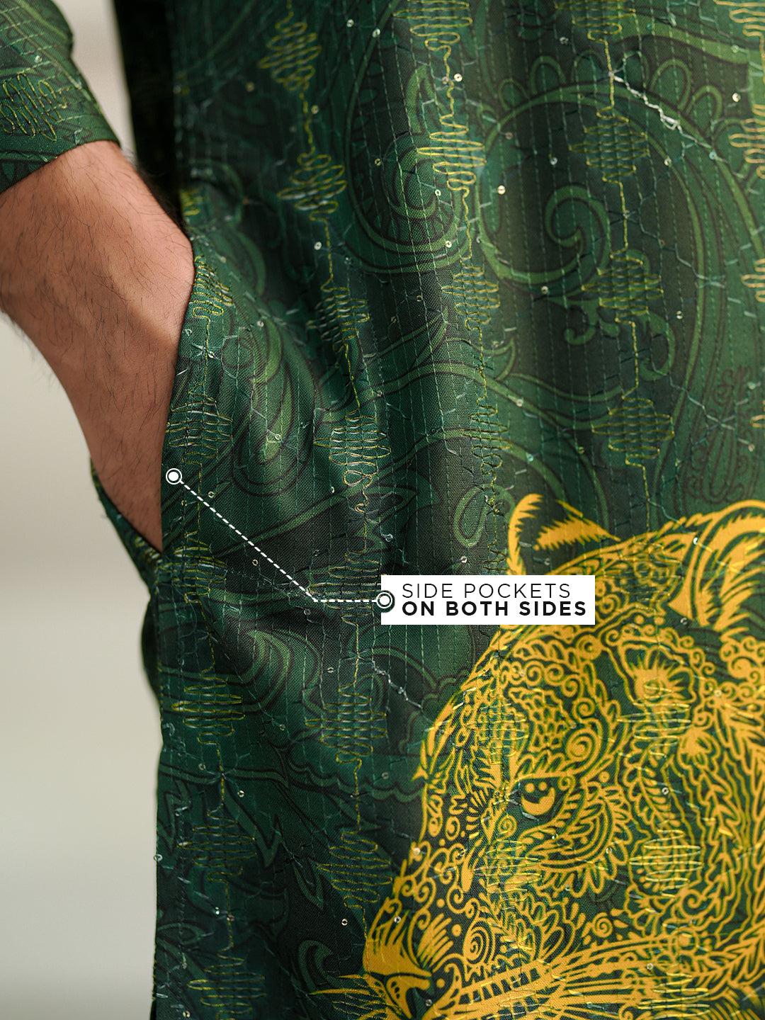 Emerald Paisley Tiger Kurta