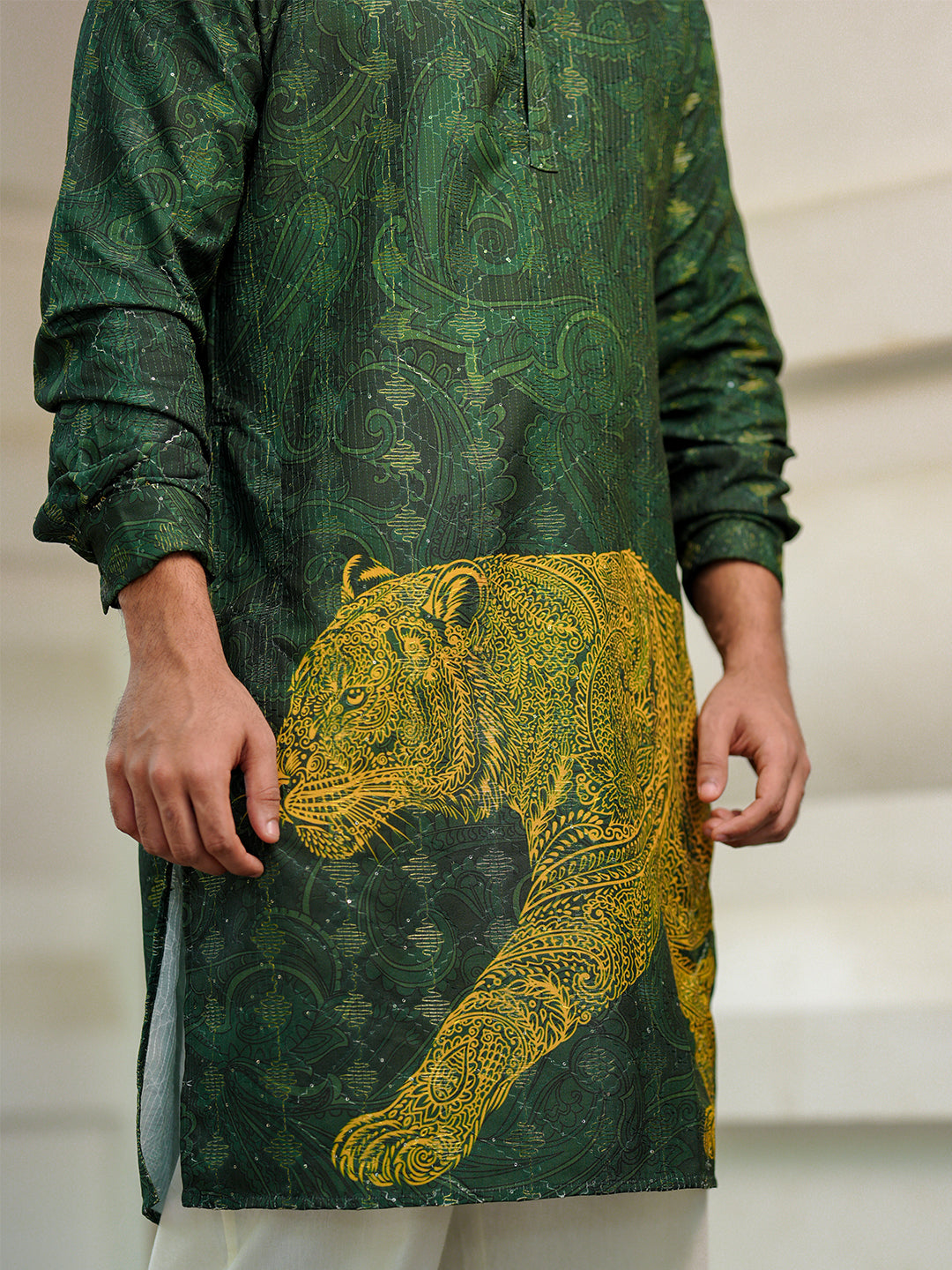 Emerald Paisley Tiger Kurta