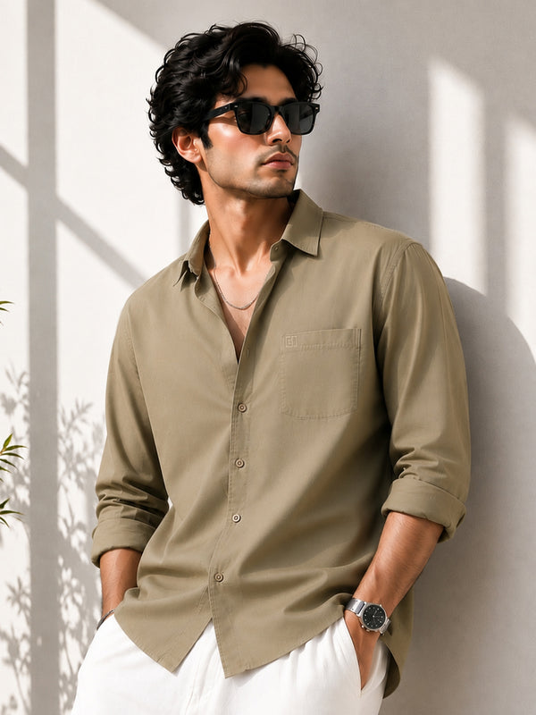 Khaki Bamboo Full Sleeve Shirt