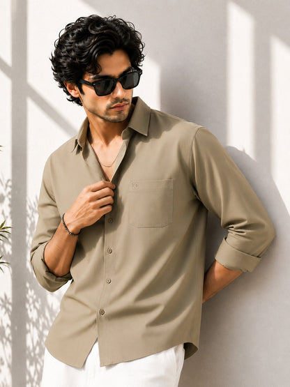 Khaki Bamboo Full Sleeve Shirt