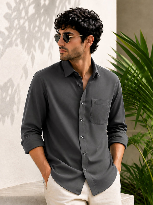 Stone Grey Bamboo Full Sleeve Shirt