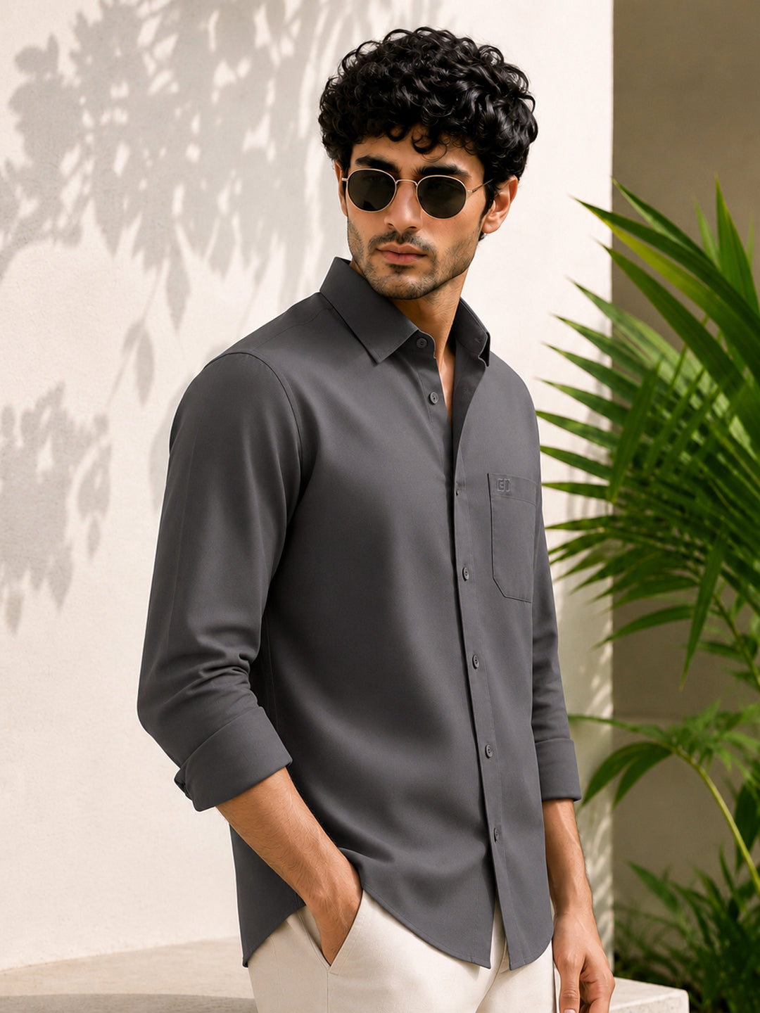Stone Grey Bamboo Full Sleeve Shirt