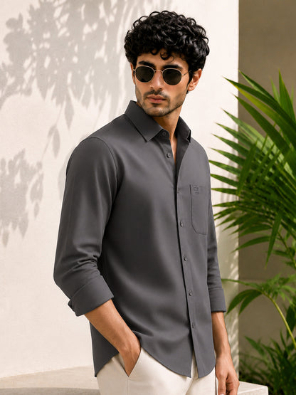 Stone Grey Bamboo Full Sleeve Shirt