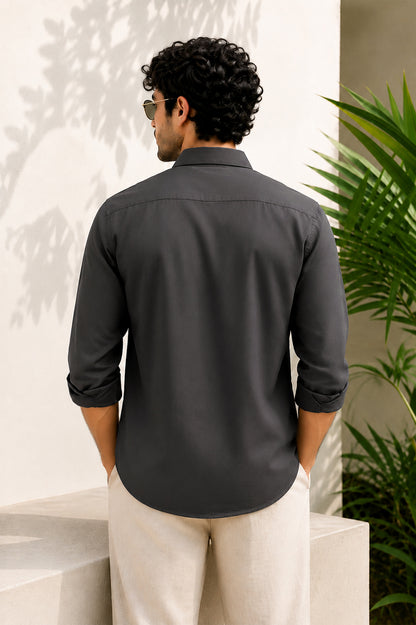 Stone Grey Bamboo Full Sleeve Shirt