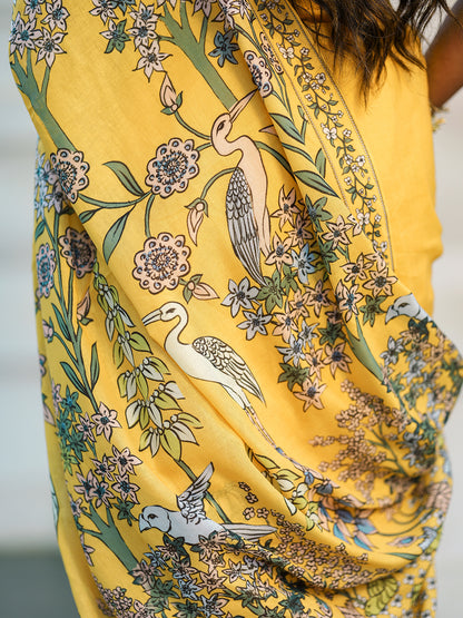 Yellow Floral Saree