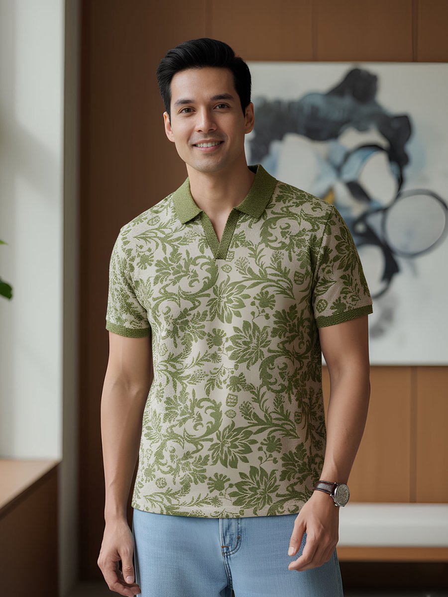 Ajrakh Floral Polo - Polo T-shirts | Mydesignation