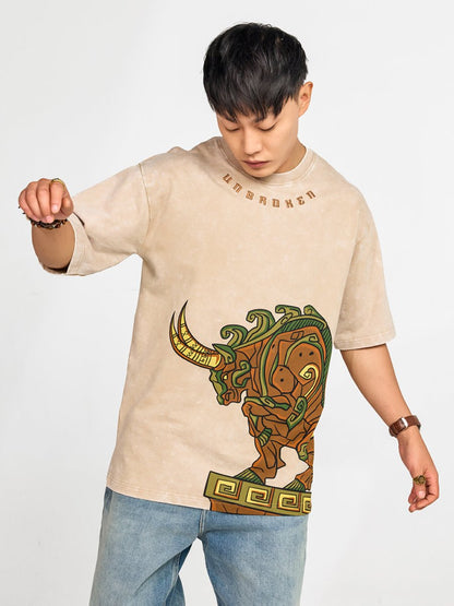 Aztec Bull Embroidered - Oversized T-shirt | MyDesignation