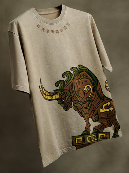 Aztec Bull Embroidered | Women - Women Oversized T-shirt | Mydesignation