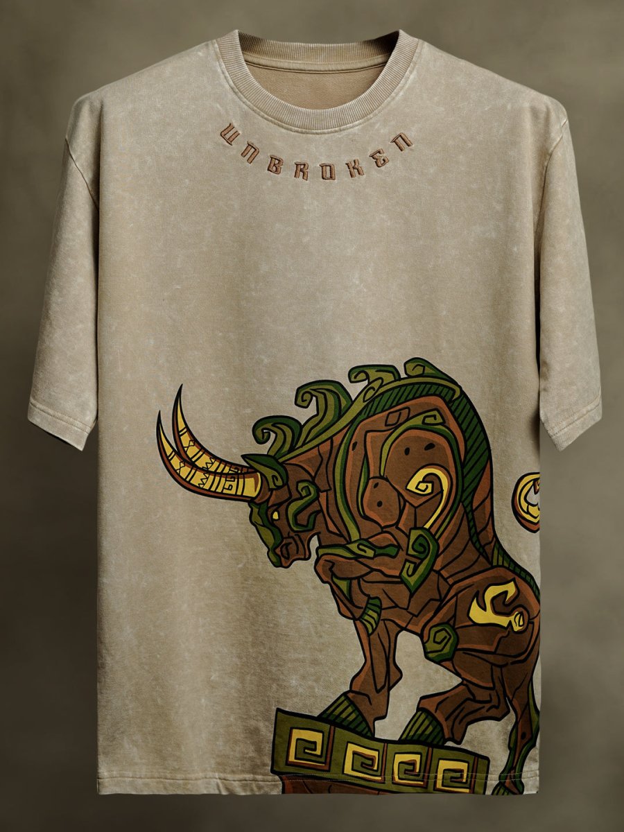 Aztec Bull Embroidered | Women - Women Oversized T-shirt | Mydesignation