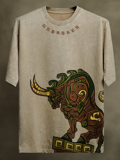 Aztec Bull Embroidered | Women - Women Oversized T-shirt | Mydesignation