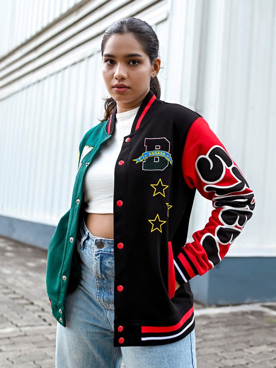 Badass Embroidered Varsity Jacket - Jacket | Mydesignation