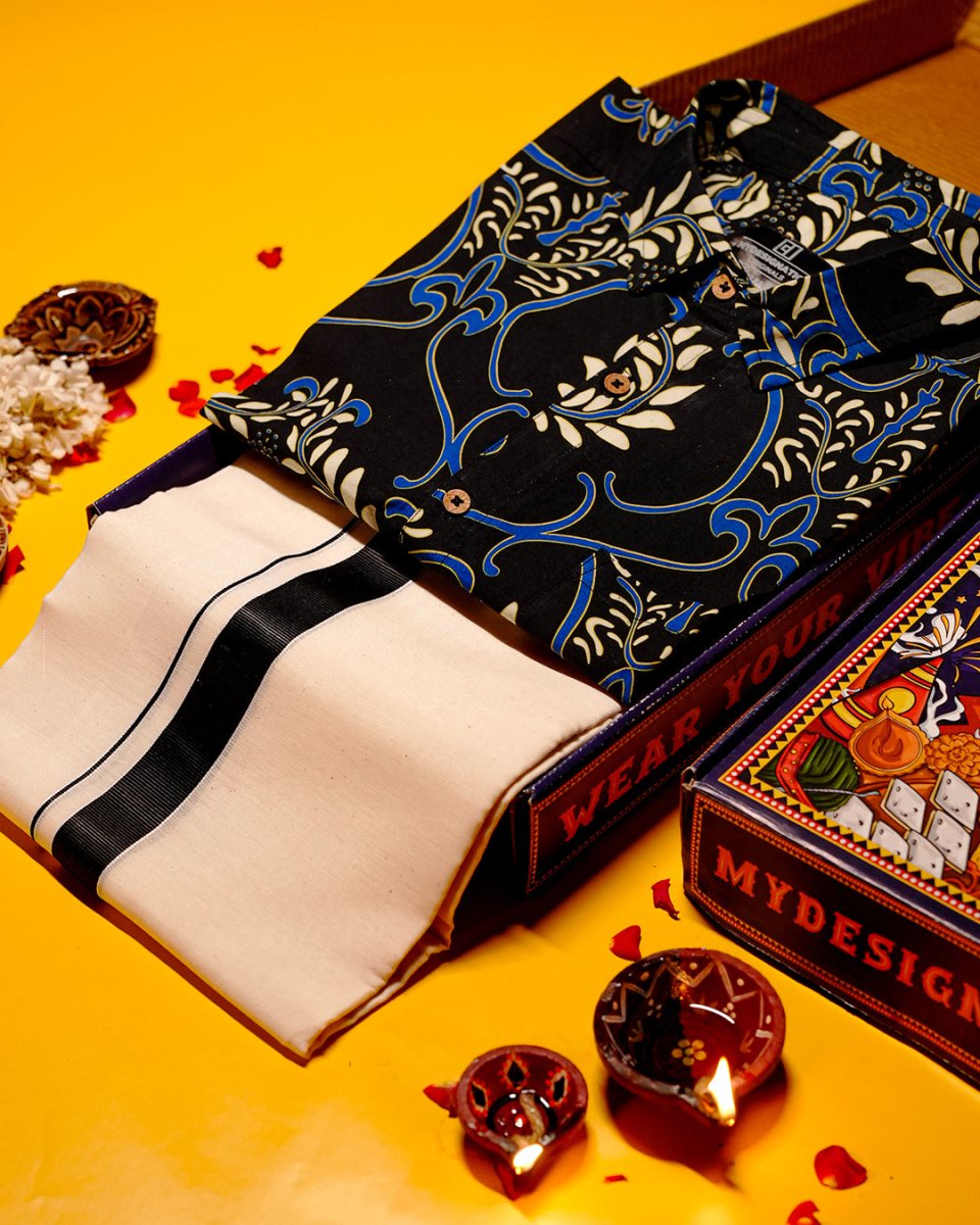 Black Ethnic - Dhothi premium Combo - Festive Combo | Mydesignation