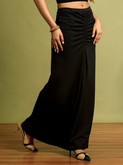 Black Ruched Skirt - Women Skirt | Mydesignation