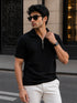 Black Textured Polo - Polo T-shirts | MyDesignation