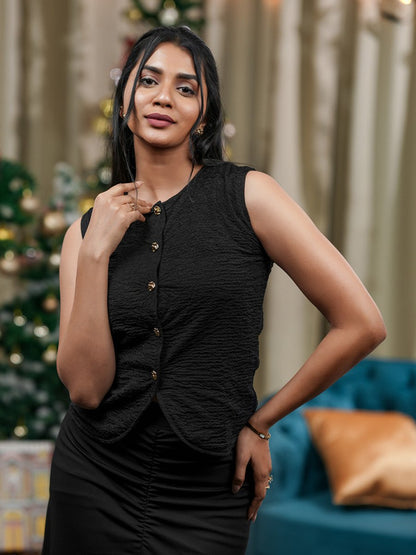Black Waistcoat - Women Shirt | Mydesignation