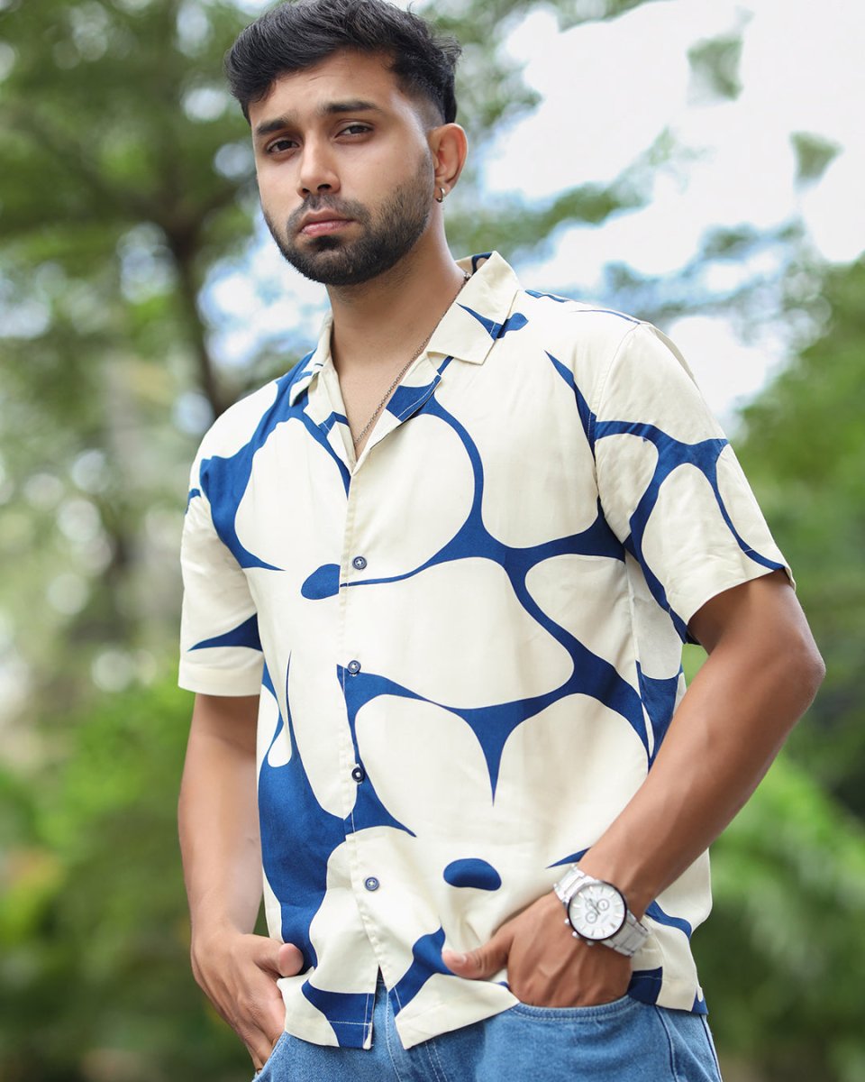 Blue Floral Shirt for Men | Floral Print | Relaxed Fit – Mydesignation