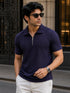 Blue Textured Polo - Polo T-shirts | MyDesignation