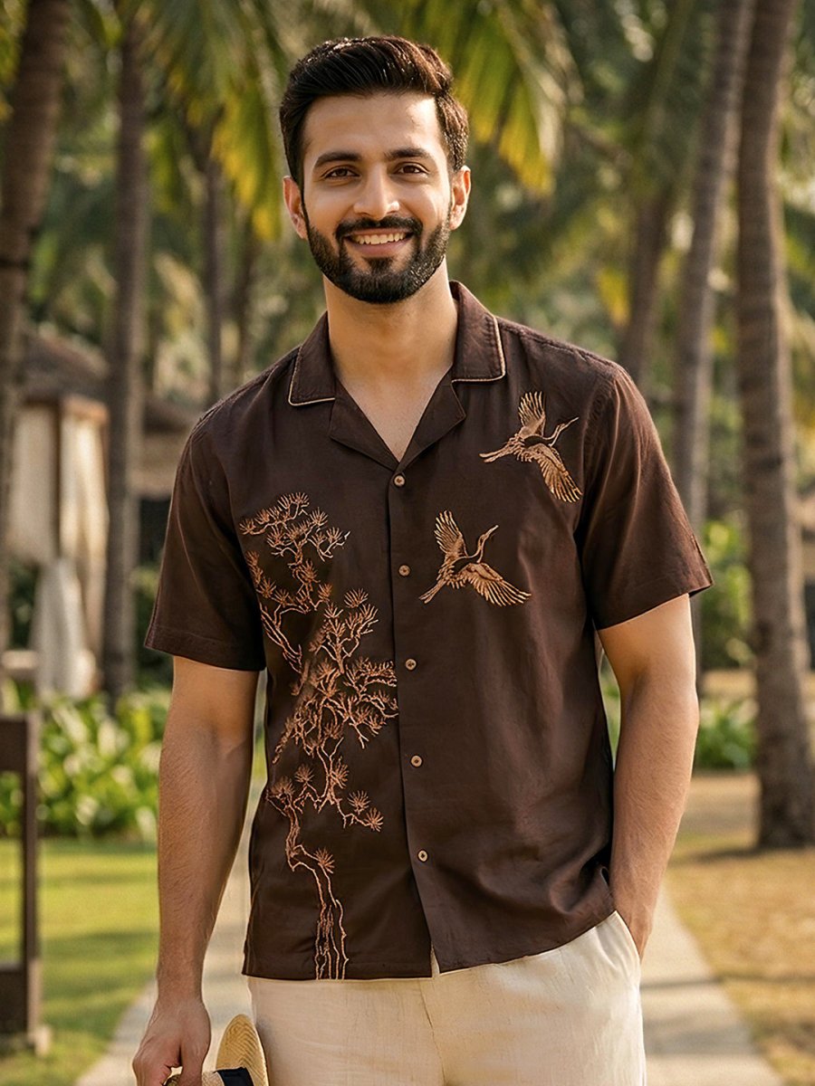 Bonsai Embroidered Shirt | Cotton Poplin | Mydesignation